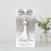 ヴィンテージダマスクブラックフローラフローリッシュフォト結婚ズ サンキューカード (スタンド正面)