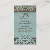 ヴィンテージダマスクブルーエレガントクラウンウェスタン 名刺 (裏面)