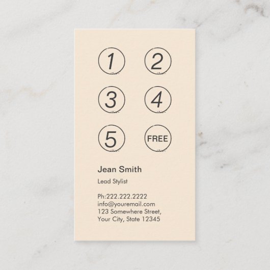 ヴィンテージダマスクヘアサロンロイヤリティパンチカード ロイヤリティカード (裏面)