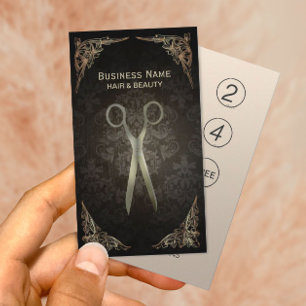 ヴィンテージダマスクヘアサロンロイヤリティパンチカード ロイヤリティカード