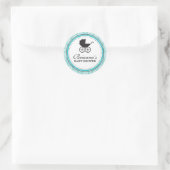 ヴィンテージダマスクベビーキャリッジベビーシャワー ラウンドシール (バッグ)