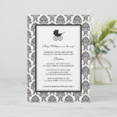 ヴィンテージダマスクベビーキャリッジベビーシャワー 招待状 (スタンド正面)