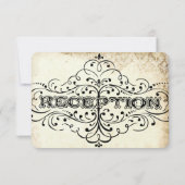 ヴィンテージダマスクモダンタイポグラフィウェディングRSVP 出欠カード (裏面)