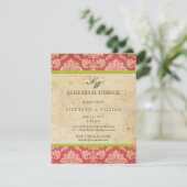 ヴィンテージダマスクモノグラムリハーサルディナーカード 招待状 (スタンド正面)