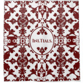 ヴィンテージダマスクモノグラム シャワーカーテン (正面)