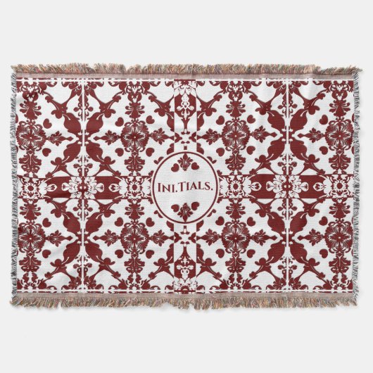 ヴィンテージダマスクモノグラム スローブランケット (正面)