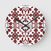 ヴィンテージダマスクモノグラム ラウンド壁時計 (正面)