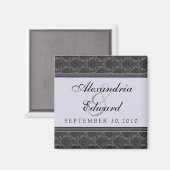 ヴィンテージダマスクラベンダー結婚式の引き出物磁石 マグネット (正面/裏面)