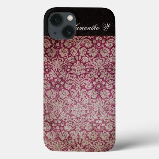 ヴィンテージダマスクワインパーソナライズされた、iPhoneケース Case-Mate iPhoneケース (裏面)