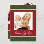 ヴィンテージダマスク両面ホリデーフォトカード シーズンカード (正面/裏面)