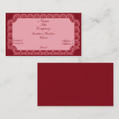 ヴィンテージダマスク名刺、ピンク 名刺 (正面/裏面)