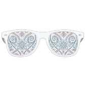 ヴィンテージダマスク壁紙 – ブルーバイオレットレッド レトロサングラス (正面)