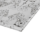 ヴィンテージダマスク壁紙 – 黒+あなたのバックガー。 カッティングボード (角)