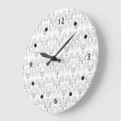 ヴィンテージダマスク壁紙 – 黒+背景。 ラージ壁時計 (傾斜)