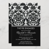 ヴィンテージダマスク婚約パーティ 招待状 (正面/裏面)