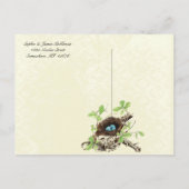 ヴィンテージダマスク巣の卵を移動 案内ポストカード (裏面)