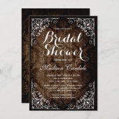 ヴィンテージダマスク素朴ブライダルシャワー招待状 招待状 (正面/裏面)