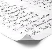 ヴィンテージダマスク紫と緑のシーティングチャート ポスター (角)