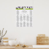 ヴィンテージダマスク紫と緑のシーティングチャート ポスター (キッチン)