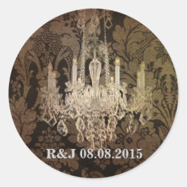 ヴィンテージダマスク結婚シャンデリア ラウンドシール