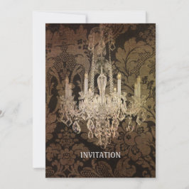 ヴィンテージダマスク結婚シャンデリア 招待状