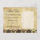 ヴィンテージダマスク結婚式ありがとうフォトポストカード, ポストカード (裏面)