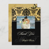 ヴィンテージダマスク結婚式ありがとうフォトポストカード， ポストカード (正面/裏面)