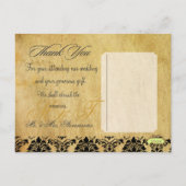 ヴィンテージダマスク結婚式ありがとうフォトポストカード， ポストカード (裏面)