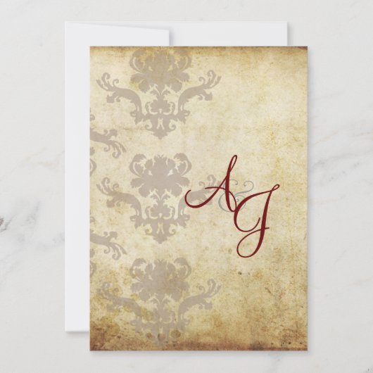 ヴィンテージダマスク結婚招待状 招待状 (正面)