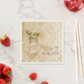 ヴィンテージダマスク西部フローラメイスン結婚ジャー スタンダードカクテルナプキン (インサイチュ)