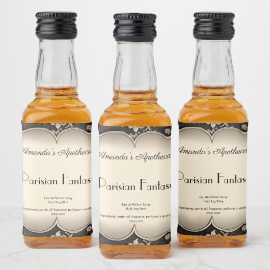 ヴィンテージダマスク銀枠香水ボトルラベル リキュールボトルラベル (ボトル)