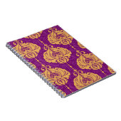 ヴィンテージダマスク飾り継ぎ目無し模様 ノートブック (右側)