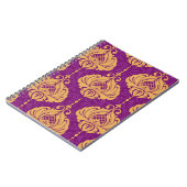 ヴィンテージダマスク飾り継ぎ目無し模様 ノートブック (左側)