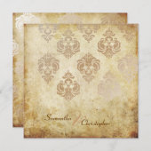 ヴィンテージダマスク/フェイク銅結婚式招待状 招待状 (正面/裏面)
