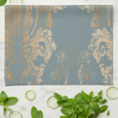 ヴィンテージダマスク、渦巻きバス キッチンタオル (折り畳み)