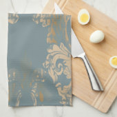 ヴィンテージダマスク、渦巻きバス キッチンタオル (四つ折り)