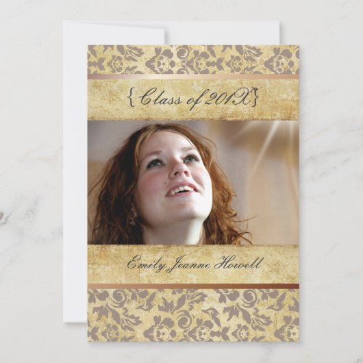 ヴィンテージダマスク/目盛パーティの招待状 招待状 (正面)