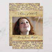 ヴィンテージダマスク/目盛パーティの招待状 招待状 (正面/裏面)