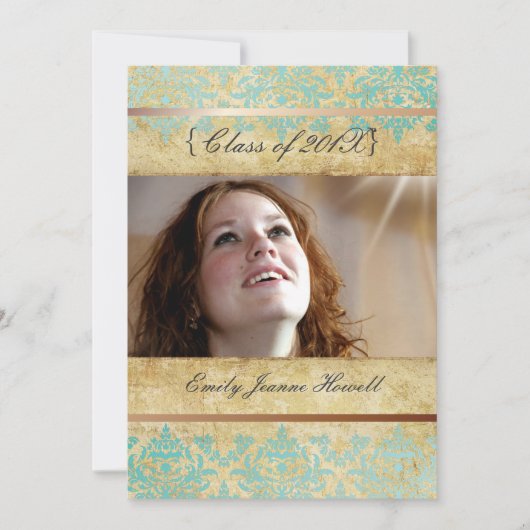 ヴィンテージダマスク/目盛パーティの招待状 招待状 (正面)