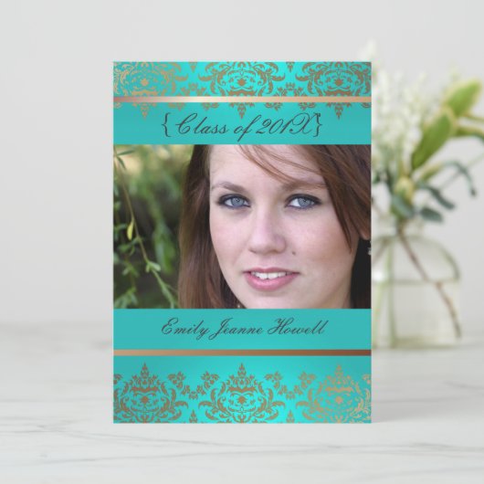 ヴィンテージダマスク/目盛パーティの招待状 招待状 (スタンド正面)