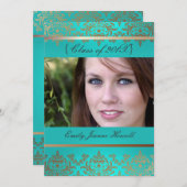 ヴィンテージダマスク/目盛パーティの招待状 招待状 (正面/裏面)