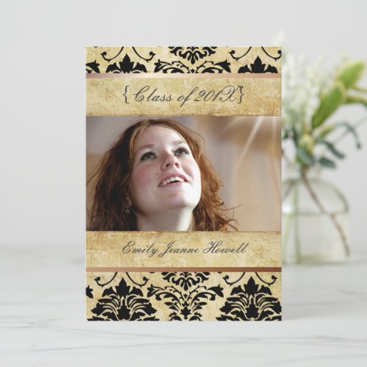 ヴィンテージダマスク/目盛パーティの招待状 招待状 (スタンド正面)