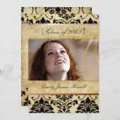 ヴィンテージダマスク/目盛パーティの招待状 招待状 (正面/裏面)