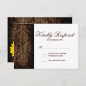 ヴィンテージダマスク・素朴サンフラワー結婚のRSVPカード 出欠カード (正面/裏面)