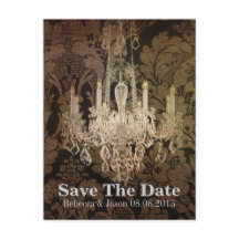 ヴィンテージダマスクchandelier結婚式の日付を保存