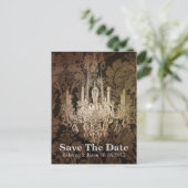 ヴィンテージダマスクchandelier結婚式の日付を保存 案内ポストカード (スタンド正面)