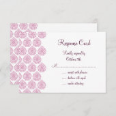 ヴィンテージダマスクRSVP （ピンク） 出欠カード (正面/裏面)