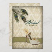 ヴィンテージダマスコピ結婚ャコクブライダルシャワー 招待状 (正面/裏面)