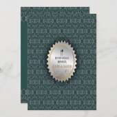 ヴィンテージダマス華美クスプーンフォークリハーサルディナー 招待状 (正面/裏面)