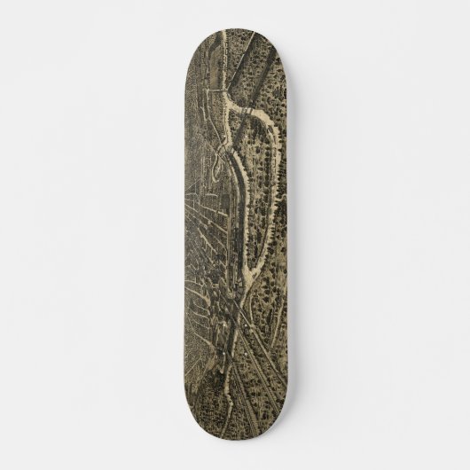 ヴィンテージダラステキサス州の絵図(1892) スケートボード (正面)